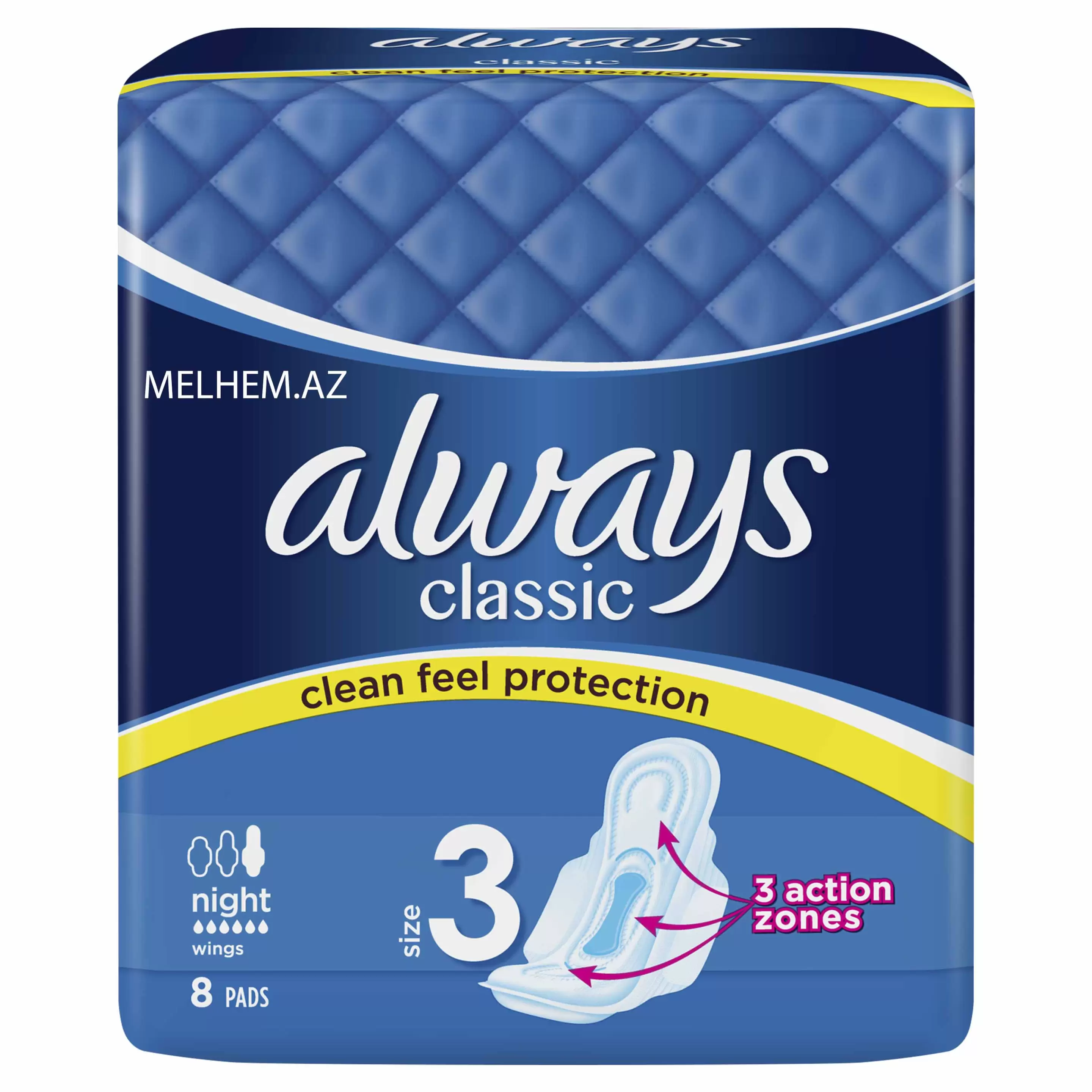 Always Classic gigiyenik qadın bezi Gecə 8 ədəd